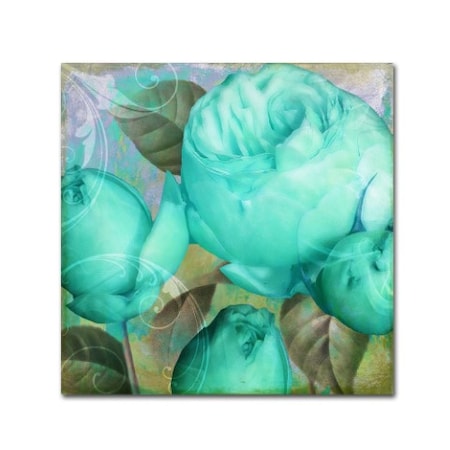 Color Bakery 'Aqua Rose II' Canvas Art,18x18